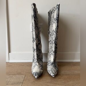 Snakeskin Pattern Knee-High Boots - Size 8